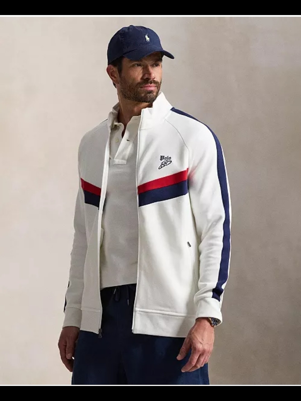 Polo Ralph Lauren Men's Big & Tall Double-Knit Track Polo Logo Jacket Size 2LT